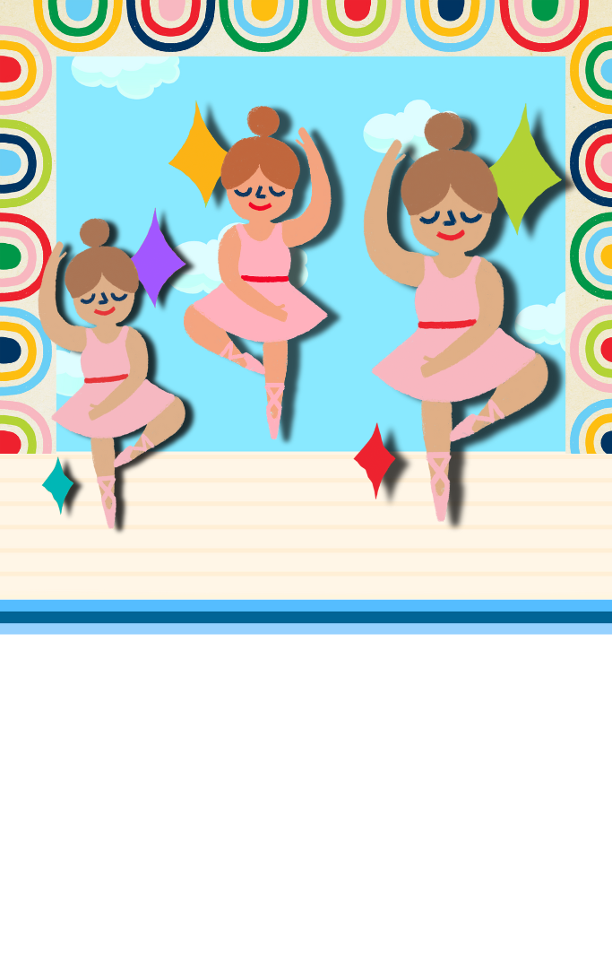cartoon ballerinas dancing on a stage