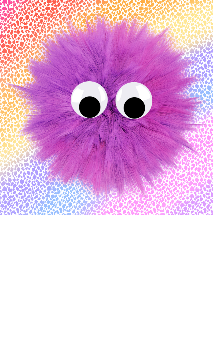 a fluffy craft in the shape of a fuzzball with eyes