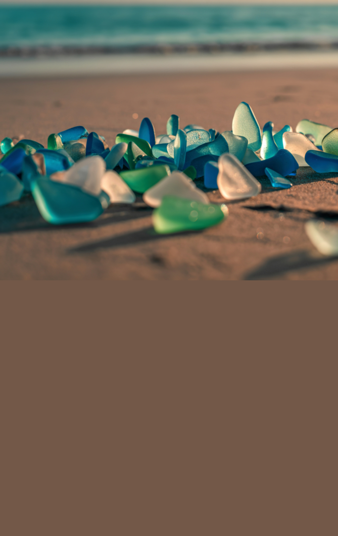 a beach with sea glass washed on shore 