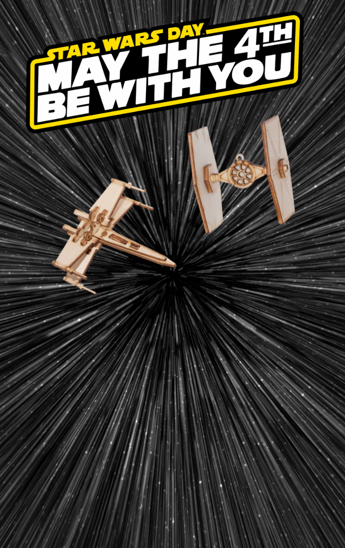 warp speed picture of 3d star wars models traveling through space 