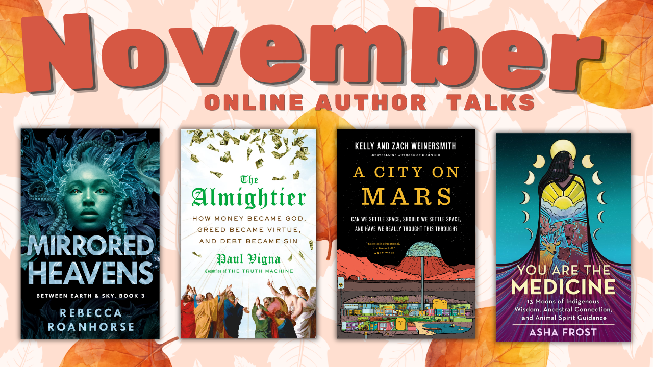 banner for november author talks books