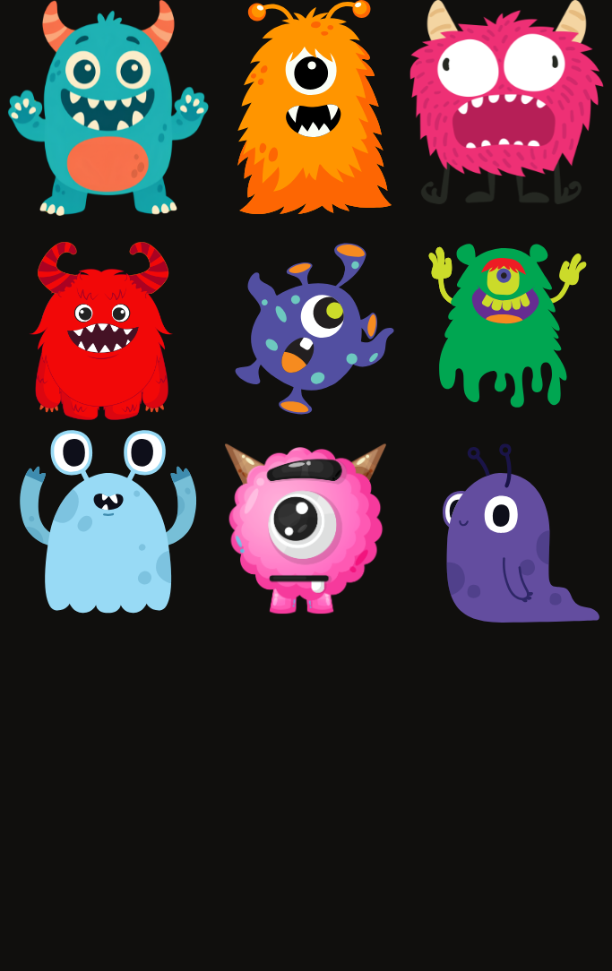 halloween creatures with silly expressions 